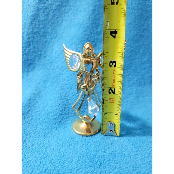 Vintage 1996 Austrian Crystal Angel w/Harp 24k Gold Plated Mascot Int'l - Picture 10 of 11